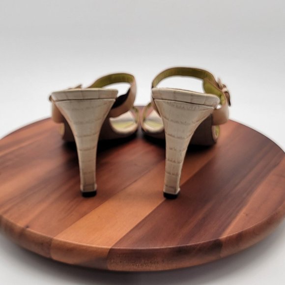 Y2K Couture Donald J Pilner Cream Python Leather Dyani Buckle SlipOn Sandal Heel - Picture 3 of 13